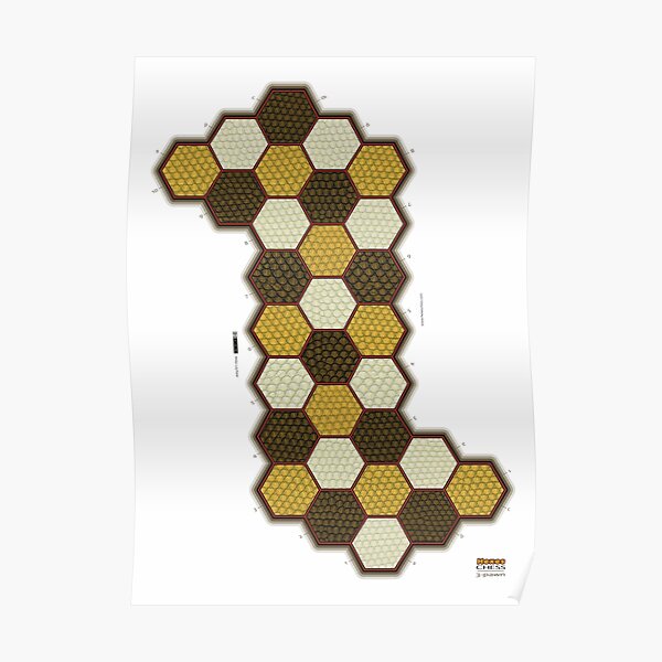 Hexes 3-Pawn Chess Board Poster