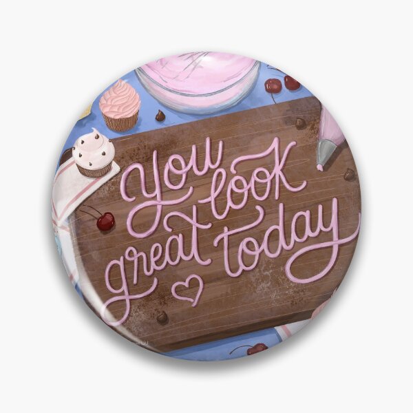 Item preview, You Look Great Today Illustration Quote Baking Icing Cupcake Compliment Sticker Notebook Design designed and sold by Amber  Liu.