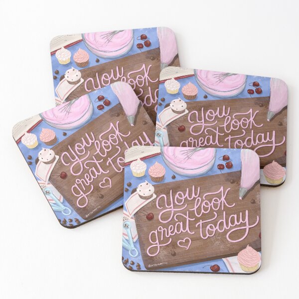 Item preview, You Look Great Today Illustration Quote Baking Icing Cupcake Compliment Sticker Notebook Design designed and sold by Amber  Liu.