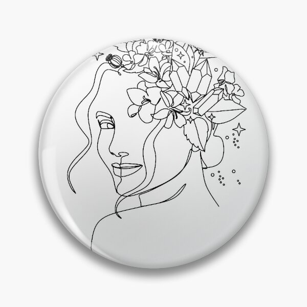 Item preview, Minimal Line Art Woman with Crystals and butterflies Art Print designed and sold by OneLinePrint.