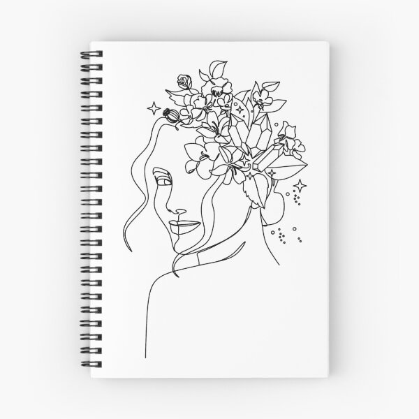 Item preview, Minimal Line Art Woman with Crystals and butterflies Art Print designed and sold by OneLinePrint.