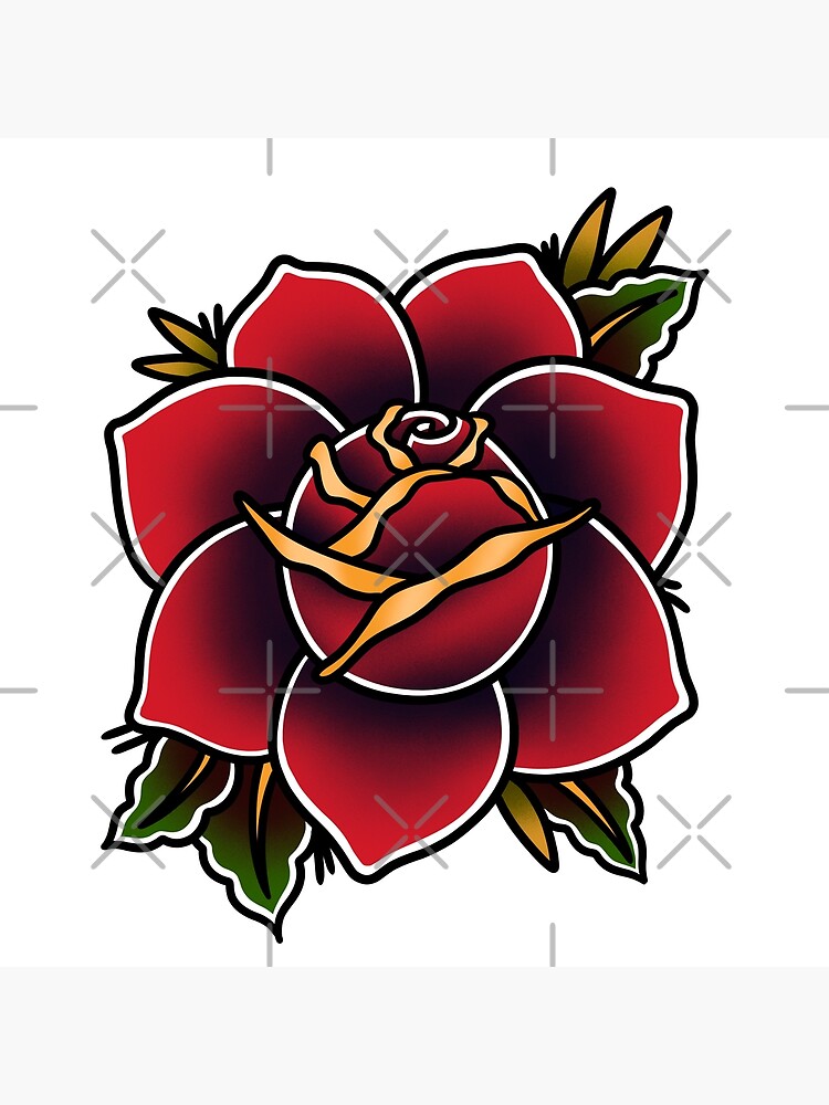 Traditional rose tattoo flash