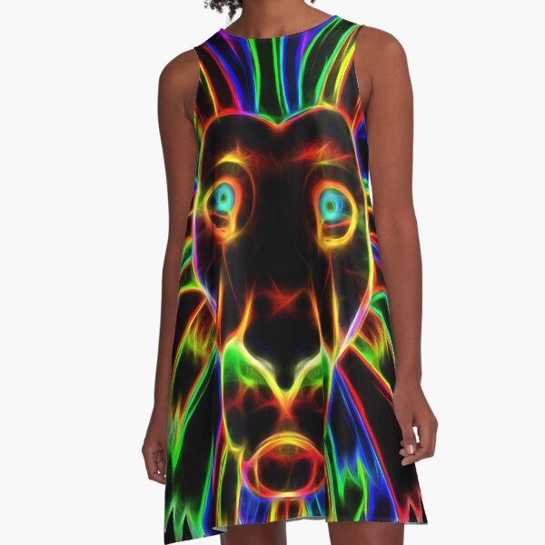 Item preview, Neon Glow Effect Rainbow African Lion Head  designed and sold by SandersApparel.