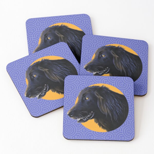 Item preview, Black Labrador Retriever Dog Art on yellow and purple background graphic design designed and sold by forziati design.