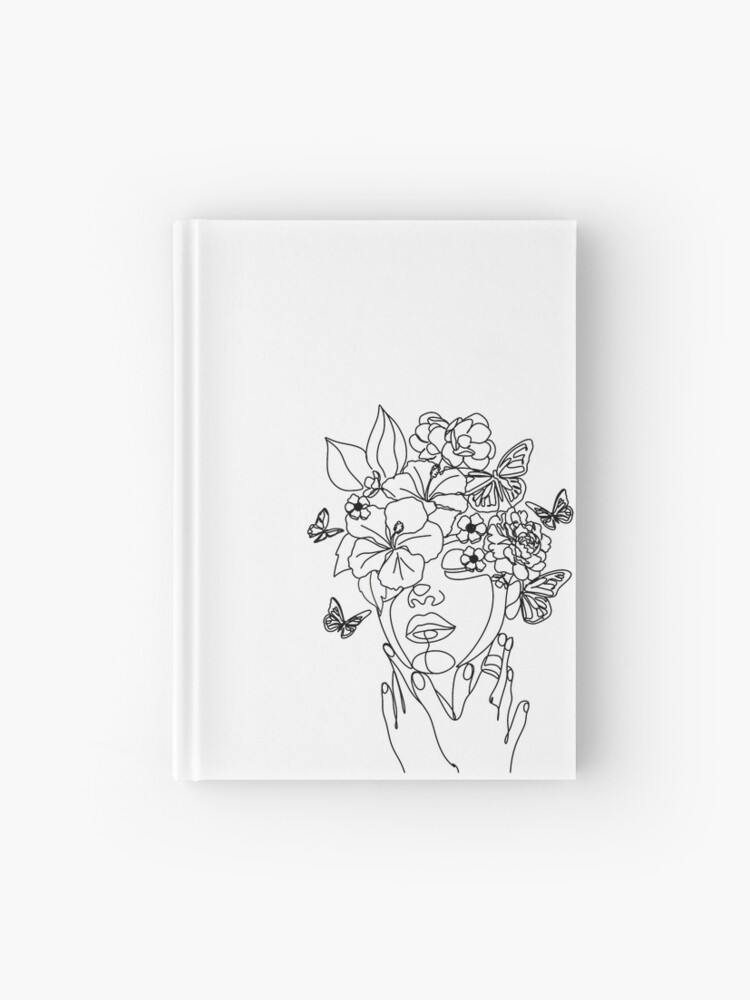 Abstract Floral Line Art Journal, Minimalist Line Drawing