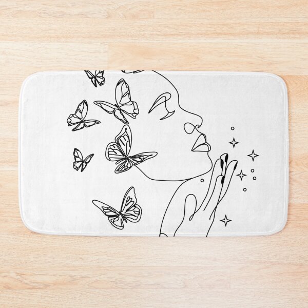 Item preview, Abstract face with butterfly by one line drawing. Portrait minimalistic style. Botanical print. Nature symbol of cosmetics. Modern continuous line art. Fashion print. Beaty salon art Canvas Print designed and sold by OneLinePrint.