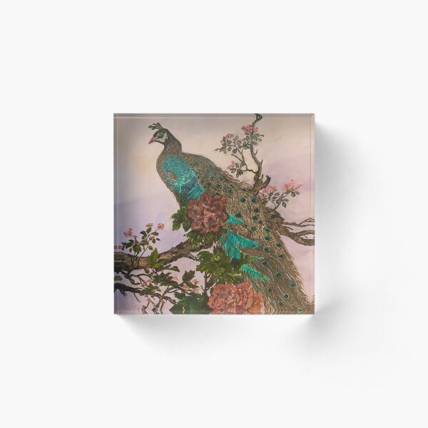 Beautiful Peacock Painting Acrylic Block