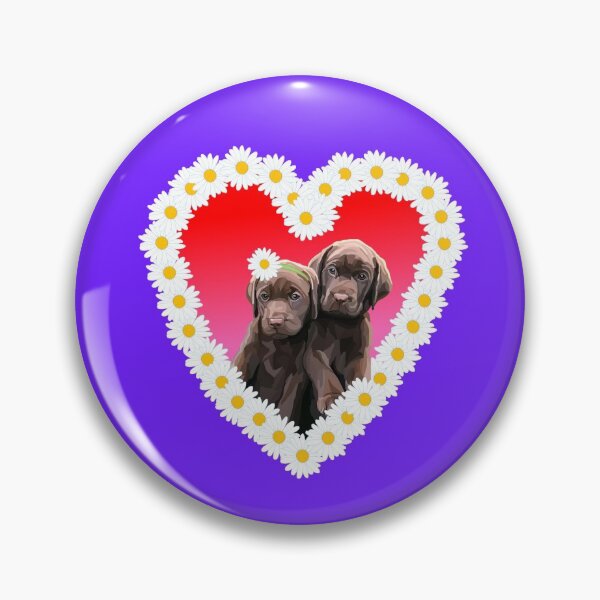 Artikelvorschau, Chocolate Lab Puppies Blumen-Gänseblümchen-Herz entworfen und verkauft von Deborah Camp.