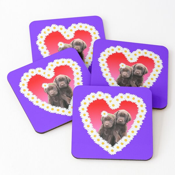 Item preview, Chocolate Lab Puppies Flower Daisy Heart designed and sold by Deborah Camp.