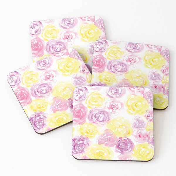 Item preview, Floral Water Colour, Loose Roses Pink, Yellow, Purple, Vintage Style designed and sold by CasaDiLavanda.