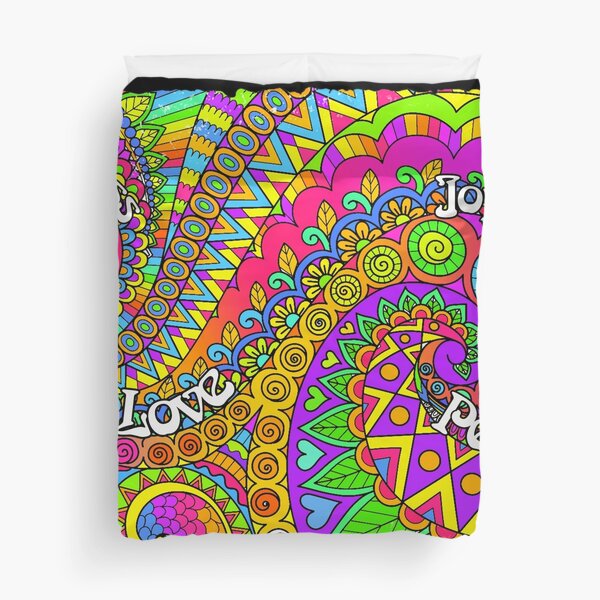 Psychedelic Trippy Colorful Hippy Art Duvet Cover