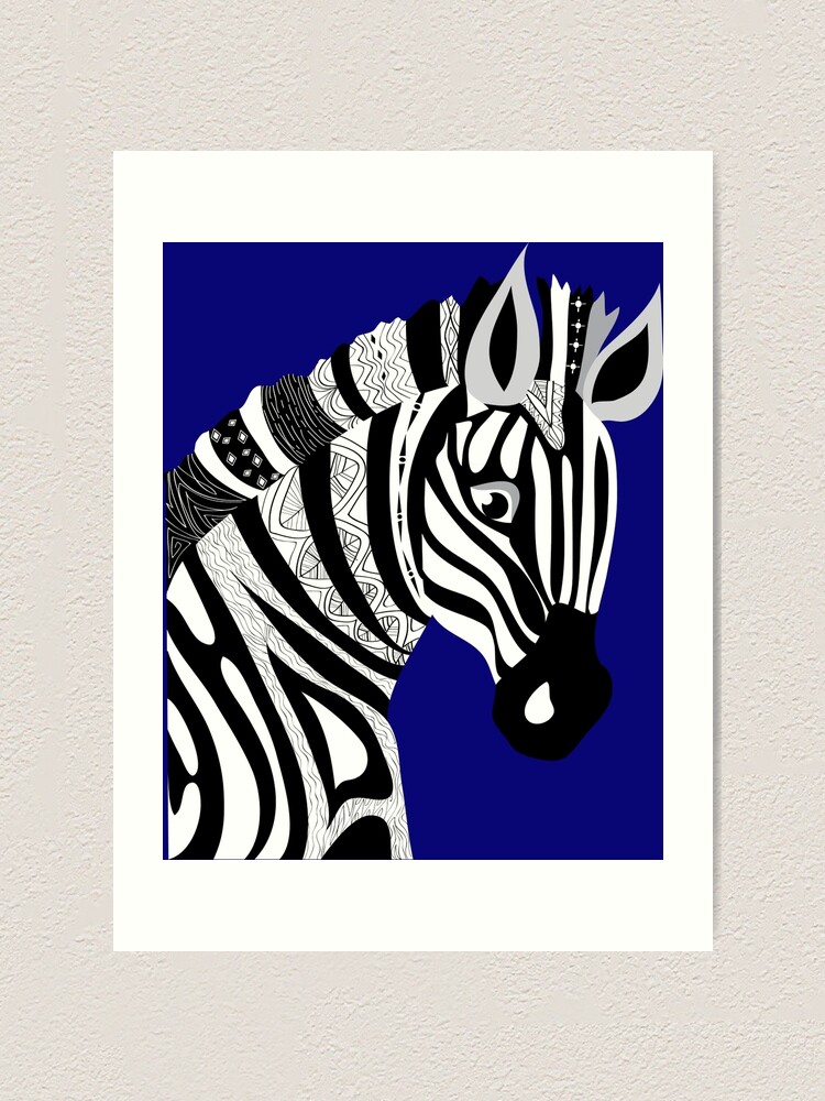 Impression Artistique Dessin A La Main Noir Et Blanc Zebre Par Peacockcards Redbubble