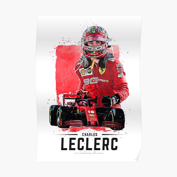 Charles Leclerc et voiture de Formule 1 2020 Poster