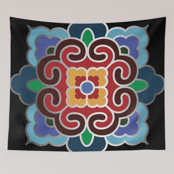 Item preview, Korean Traditional Silver Pattern Style 3 on Black BG designed and sold by FollowtheOrigin.