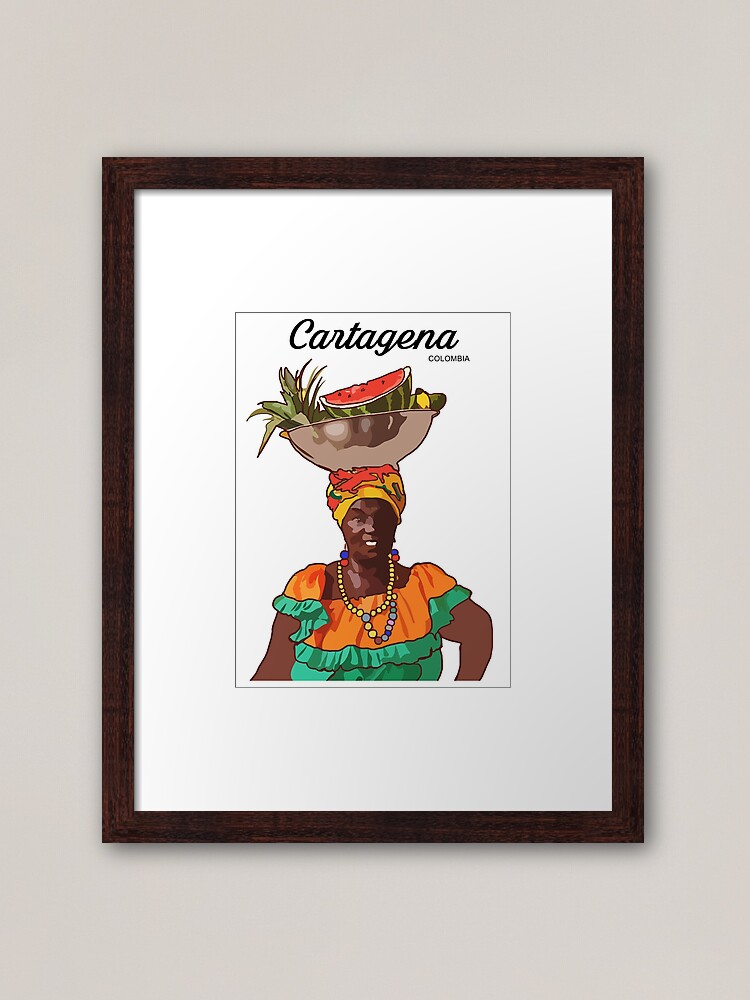Fruit vendor or Palenquera from Cartagena Colombia. Framed Art
