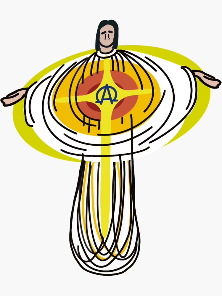 "Egg beater Jesus " Sticker for Sale by natgedwards Redbubble