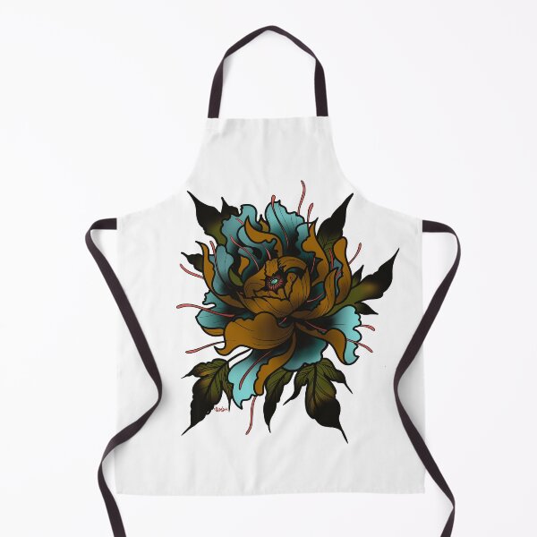 Item preview, Gold and Teal Peony Tattoo Design designed and sold by Jasan Lagrimanta.
