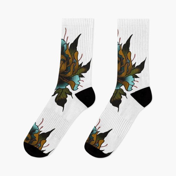 Item preview, Gold and Teal Peony Tattoo Design designed and sold by Jasan Lagrimanta.