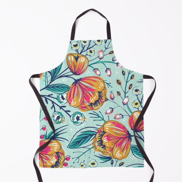 Item preview, Botanical Blossoms in Gold, Bright Pink and Teal designed and sold by senoiatradingco.