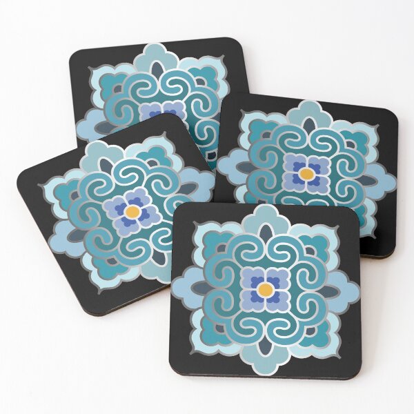 Item preview, Korean Traditional Silver Pattern Style 4 on Black BG designed and sold by FollowtheOrigin.