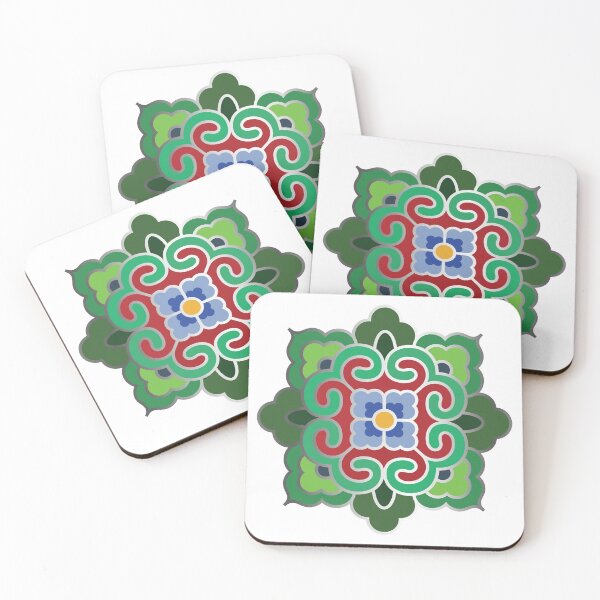 Item preview, Korean Traditional Silver Green Pattern Style 6 on White BG designed and sold by FollowtheOrigin.