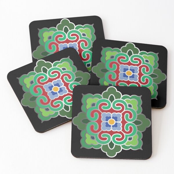 Item preview, Copy of Korean Traditional Silver Green Pattern Style 6 on Black BG designed and sold by FollowtheOrigin.