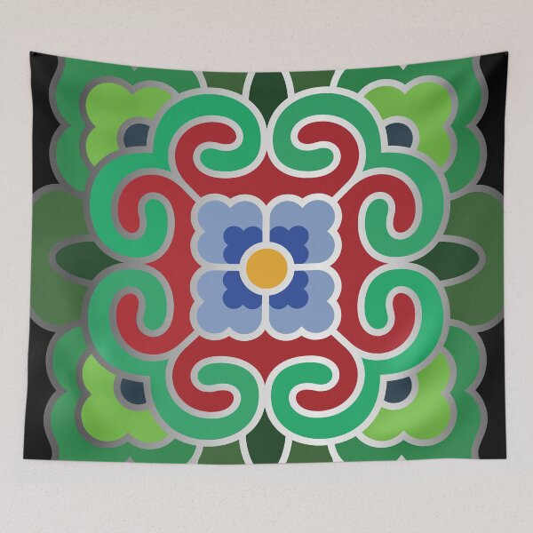 Item preview, Copy of Korean Traditional Silver Green Pattern Style 6 on Black BG designed and sold by FollowtheOrigin.