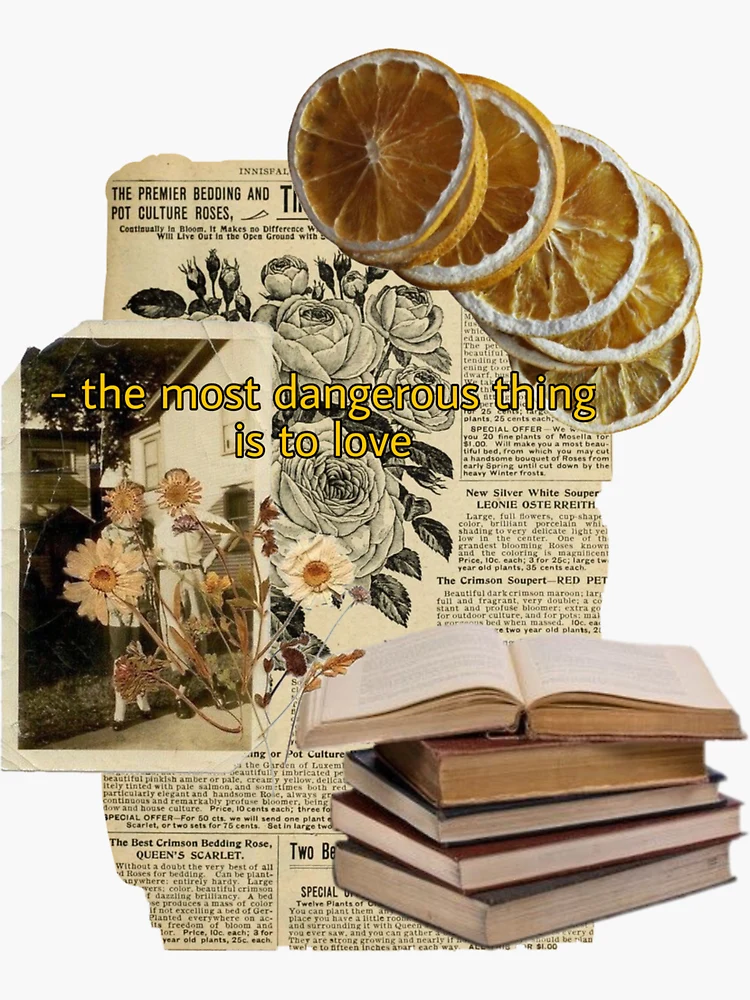 Newspaper Greenery- dark academia collage Sticker for Sale by ninacollages