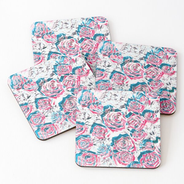 Item preview, Red and white rose flowers abtract pattern designed and sold by myseptember18th.