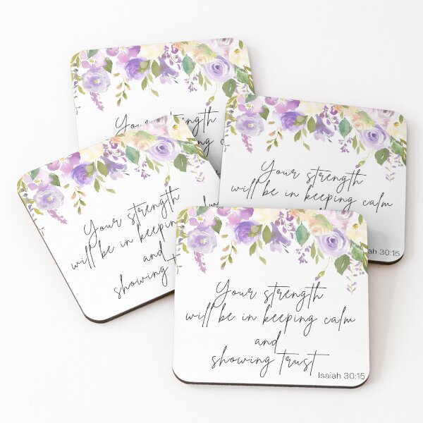 Item preview, Purple Floral Isaiah 30:15 | Your Strength Will Be In Keeping Calm & Showing Trust designed and sold by MettledDesigns.