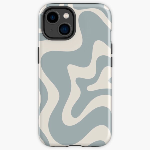 Liquid Swirl Contemporary Abstract Pattern in Cream and Light Blue-Grey iPhone Tough Case