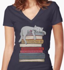 How to Chill Like a Cat Women's Fitted V-Neck T-Shirt