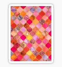 Pink, Gold, Mandarine & Taupe Dekorative marokkanische Fliesenmuster Sticker