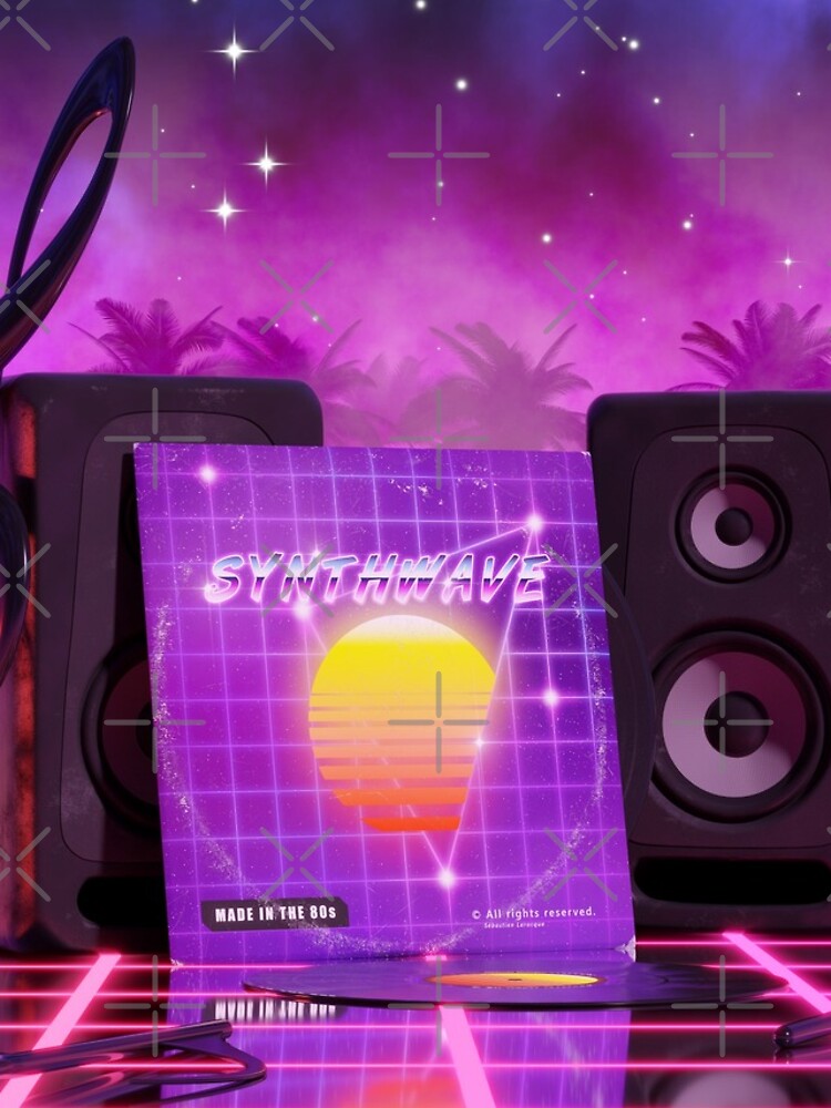 Synthwave music in music land with palm trees by GaiaDC