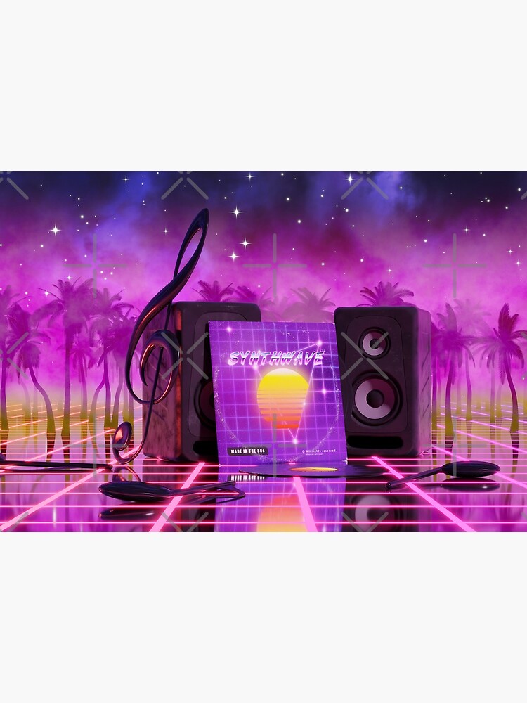 Synthwave music in music land with palm trees by GaiaDC
