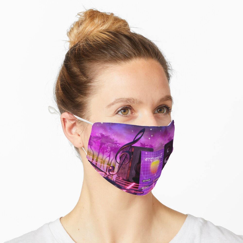 Synthwave music in music land with palm trees Mask