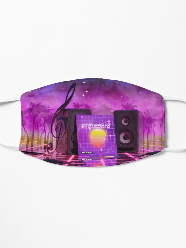 Alternate view of Synthwave music in music land with palm trees Mask