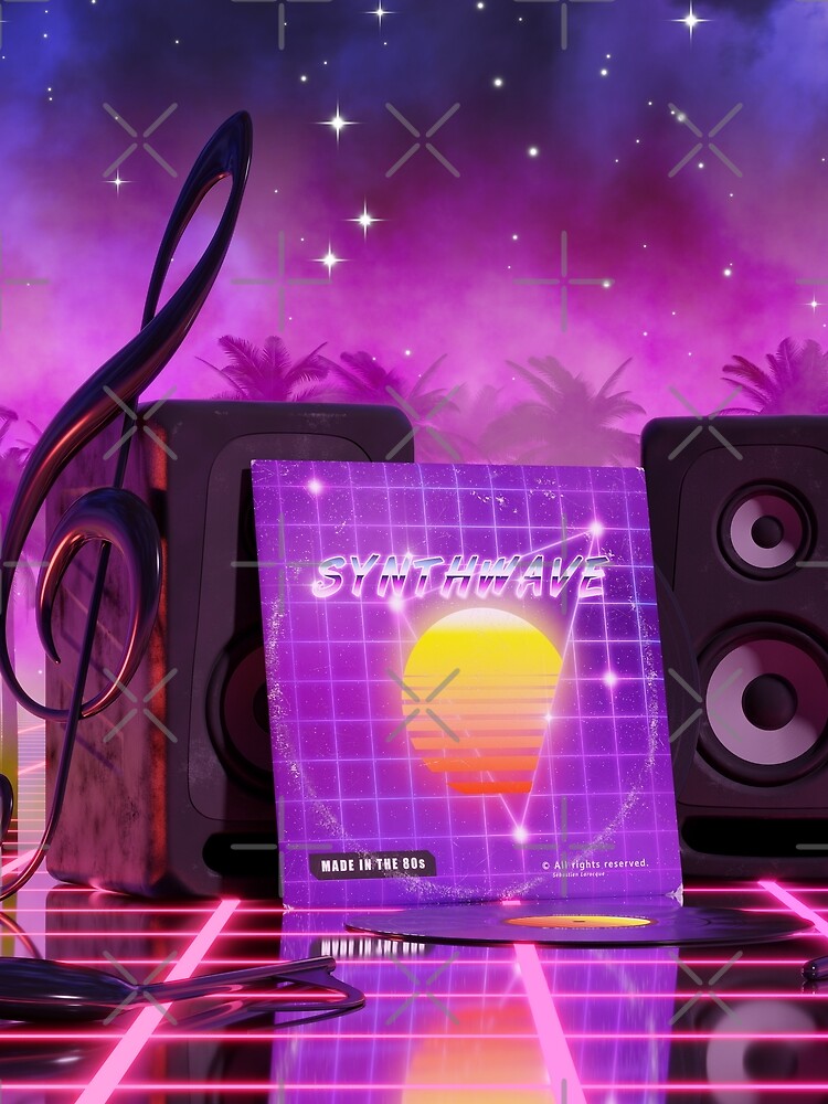 Synthwave music in music land with palm trees by GaiaDC