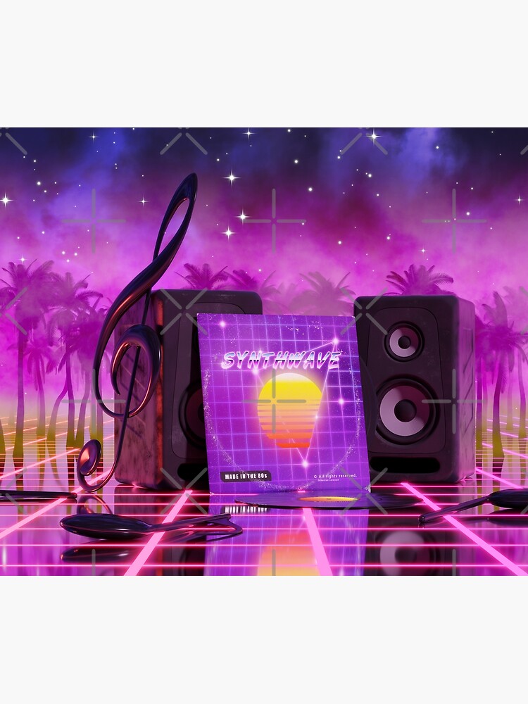 Synthwave music in music land with palm trees by GaiaDC