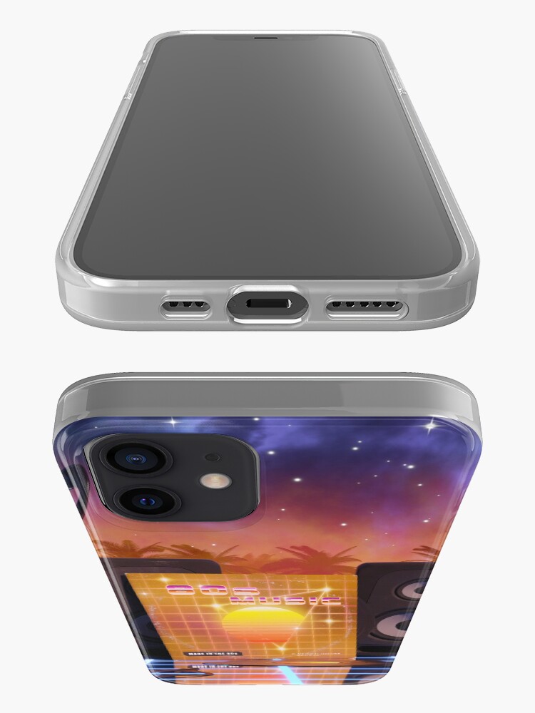 Alternate view of 80s music in music land with palm trees iPhone Case