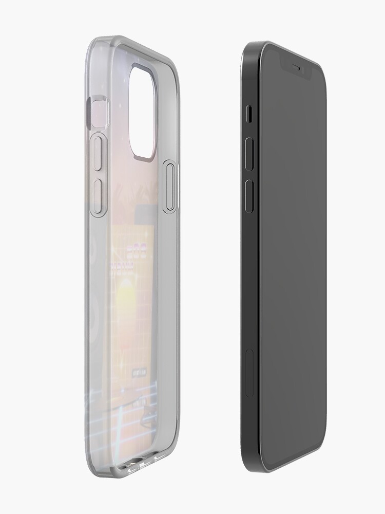 Alternate view of 80s music in music land with palm trees iPhone Case