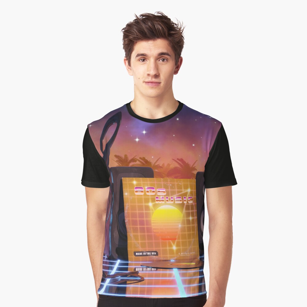 80s music in music land with palm trees Graphic T-Shirt
