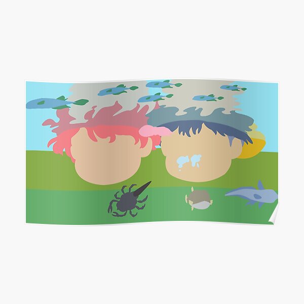 Ponyo and Sosuke Looking Underwater Poster