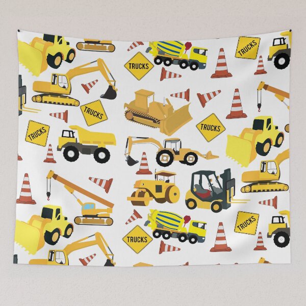Item preview, Construction Trucks Pattern - Excavator, Backhoe and more. designed and sold by idovedesign.
