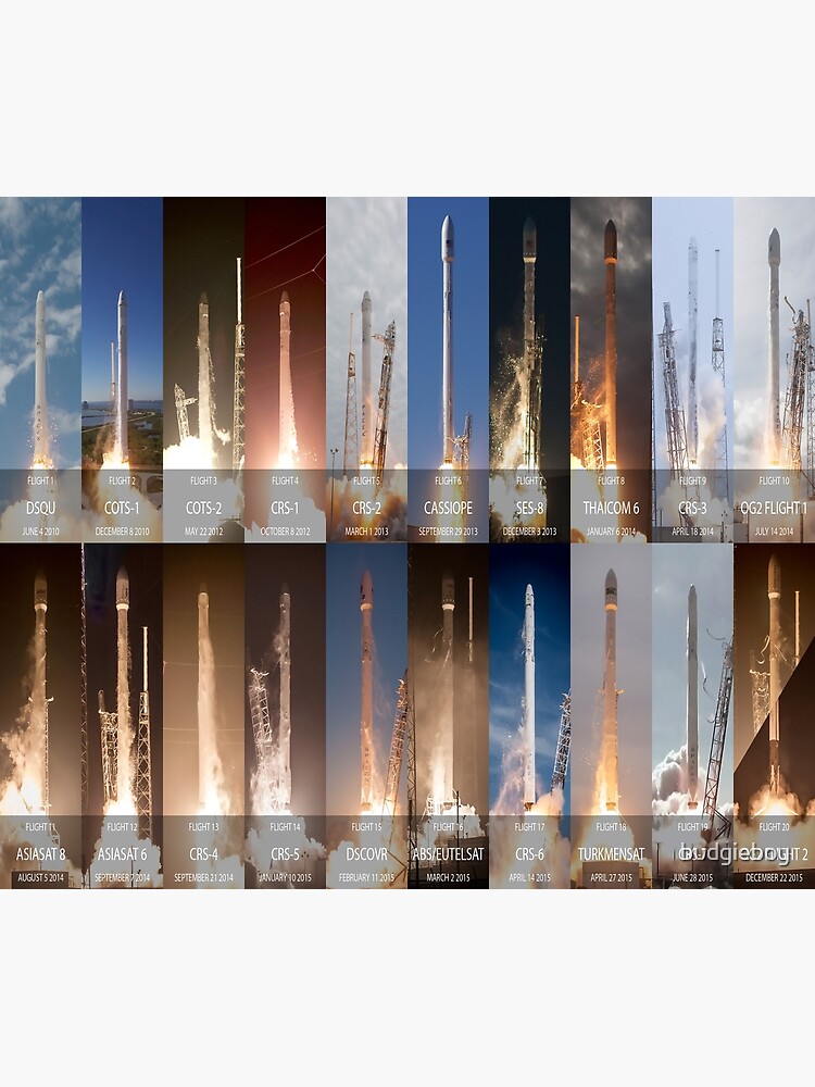 Disover All Falcon 9 Launches Premium Matte Vertical Poster