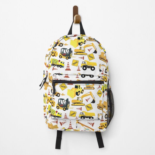 Construction Trucks Pattern - Excavator, Dump Truck, Backhoe and more. Backpack
