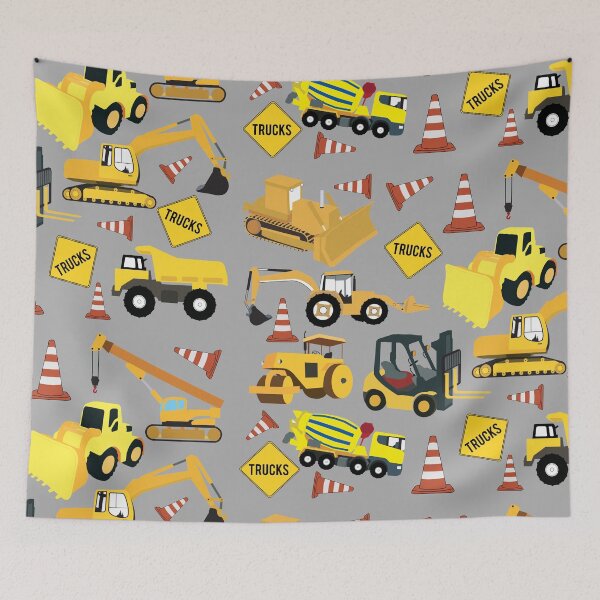 Item preview, Construction Trucks Party - Excavator, Backhoe and more. designed and sold by idovedesign.