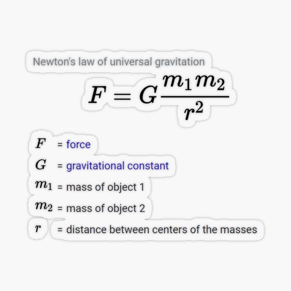 Newton&#39;s law of universal gravitation Transparent Sticker