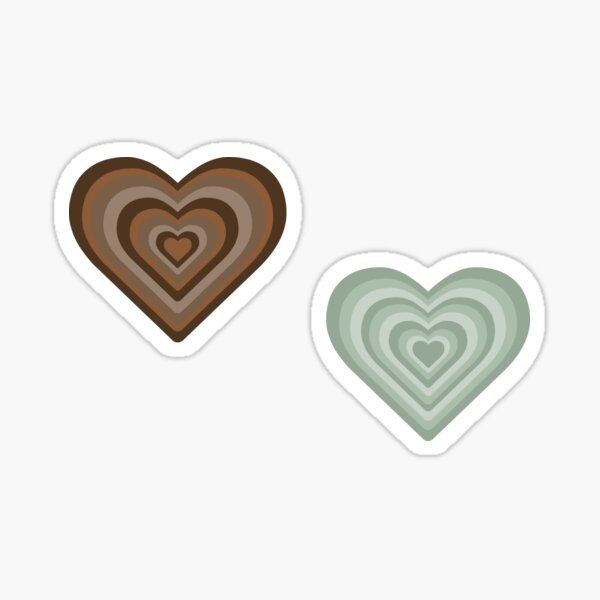 Multi Colored Hand-drawn Heart Stickers Red, Brown, Sage Green