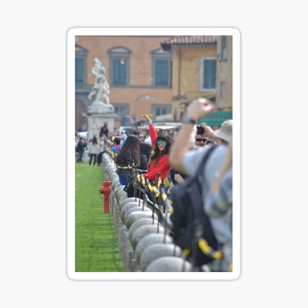 Lady in red: posing in Pisa Sticker